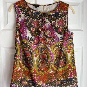 Talbots Womens Top Paisley  Sleeveless Blouse Size 6 Cotton Colorful lined.